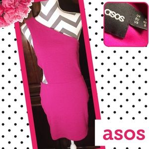 ASOS Fuchsia & Black Bodycon Strappy Dress